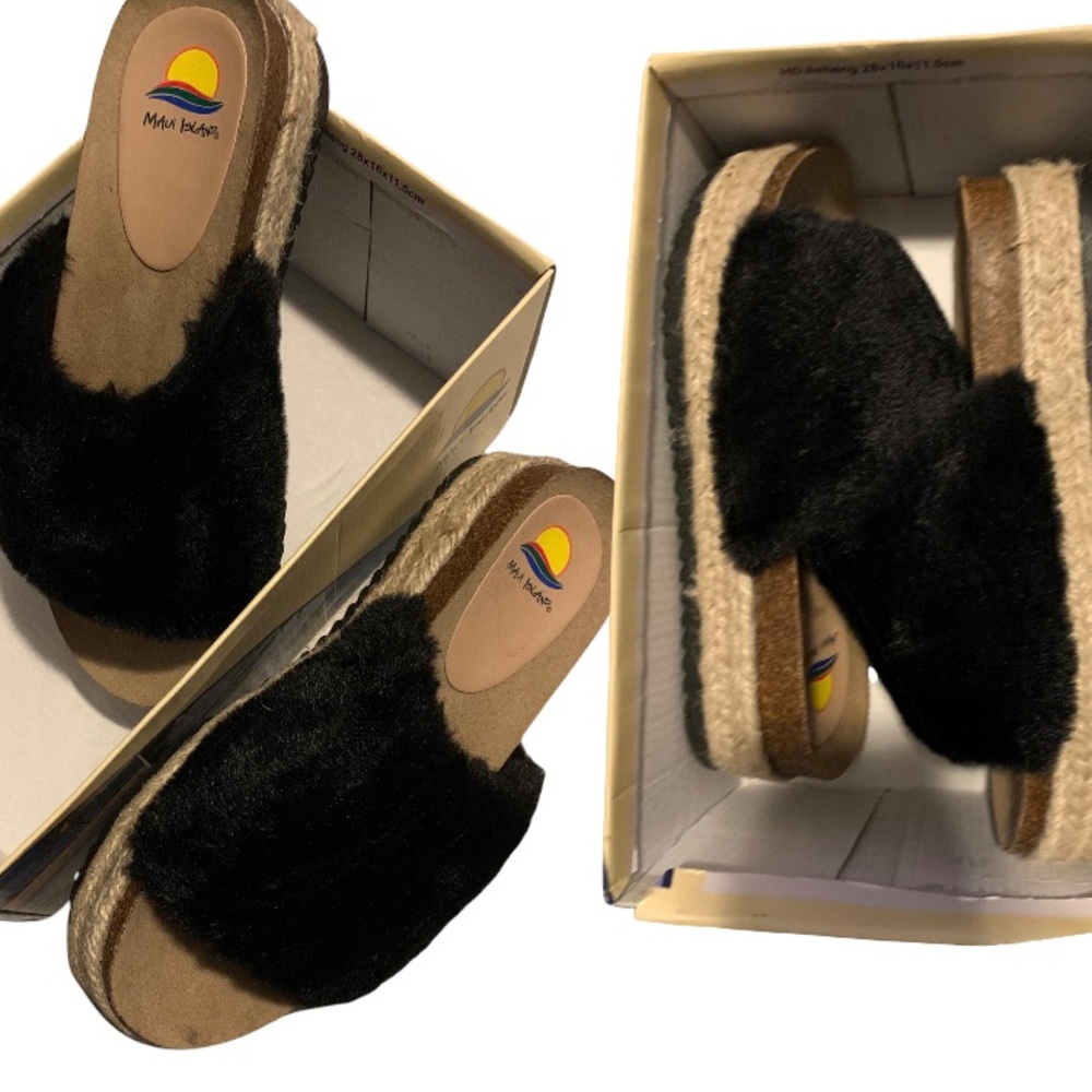 Fur Wedge Sandals
